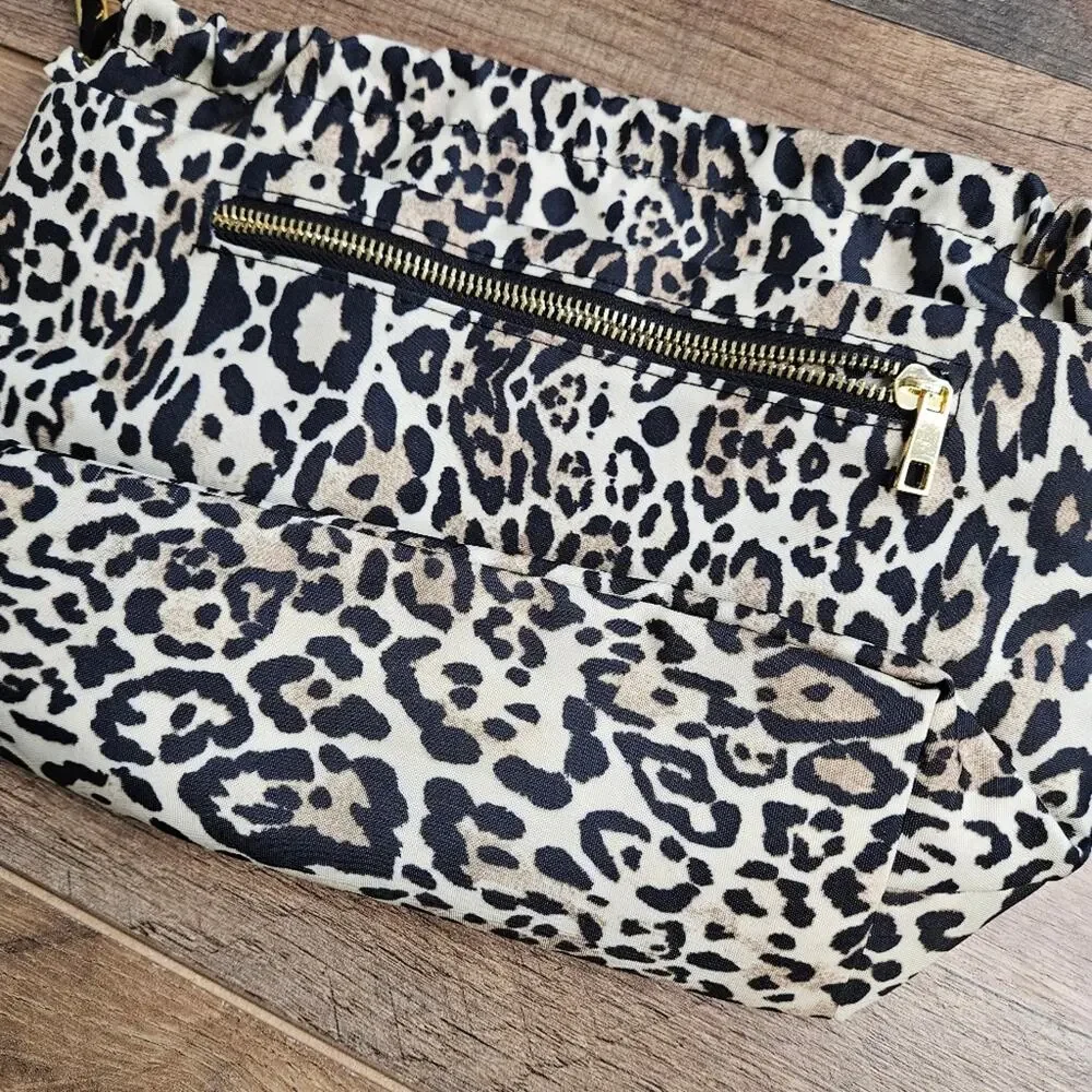Chico's Black and Cream Animal Print Cosmetic Bag Travel‎